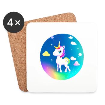 Licorne Fille Mythique Animal Licornes Licorne - Dessous de verre (lot de 4) - blanc - Devant