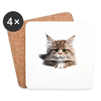 Kätzchen Maine Coon Katze Katzenbesitzer Kater - Untersetzer (4er-Set) - Weiß - Vorne