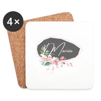 La mariée floral - Dessous de verre (lot de 4) - blanc - Devant