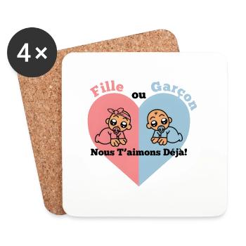 fille ou garcon nous taimons deja - Dessous de verre (lot de 4) - blanc - Devant