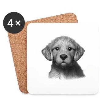 Hundebesitzer Hundewelpe Golden Retriever Hunde - Untersetzer (4er-Set) - Weiß - Vorne