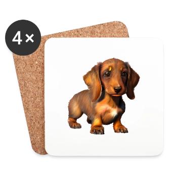 Chien Teckel Propriétaire de chien Chien Propriétaire de chien - Dessous de verre (lot de 4) - blanc - Devant