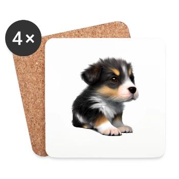 Propriétaire de chien chiot berger australien - Dessous de verre (lot de 4) - blanc - Devant