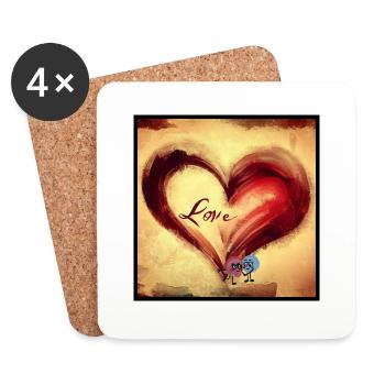 Montrer le doux amour avec un cœur est de l’amour! - Dessous de verre (lot de 4) - blanc - Devant