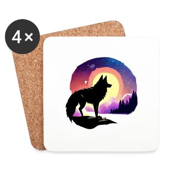 Wolf Berge Wald Natur Naturschutz - Untersetzer (4er-Set) - Weiß - Vorne