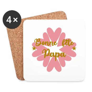BONNE FÊTE PAPA. PAPA. FÊTE DES PÈRES. BONNE FÊTE - Dessous de verre (lot de 4) - blanc - Devant