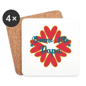 PAPA. FÊTE DES PÈRES. BONNE FÊTE PAPA. BONNE FÊTE - Dessous de verre (lot de 4) - blanc - Devant