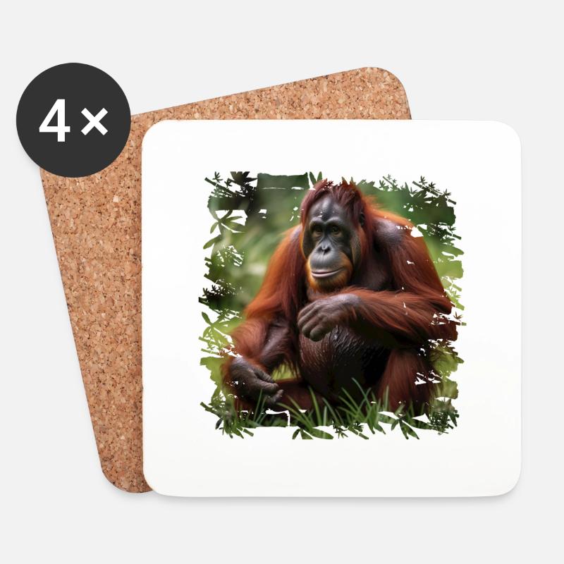 Orang-Utans leben nur auf Borneo und Sumatra - Untersetzer (4er-Set) - Weiß