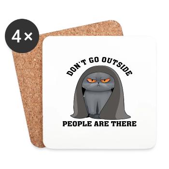 Don ́t go Outside People are there - Coasters (set of 4) - white - Front