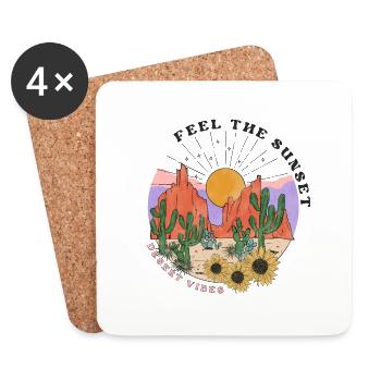 Western Desert Retro 2 - Coasters (set of 4) - white - Front
