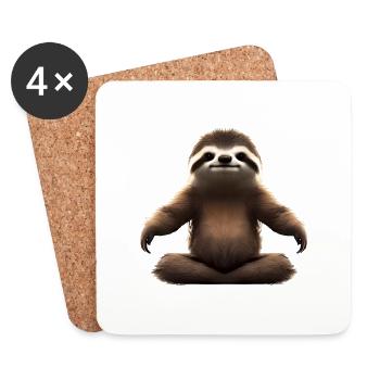 Yoga Sloth Yogi Yoga Trainer Asana Yoga Sport - Coasters (set of 4) - white - Front