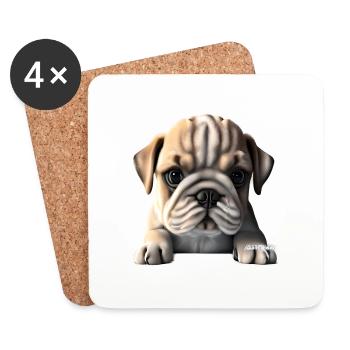 Chiens Chien bouledogue Français Chien Propriétaire - Dessous de verre (lot de 4) - blanc - Devant