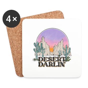 Western Desert Retro 5 - Coasters (set of 4) - white - Front