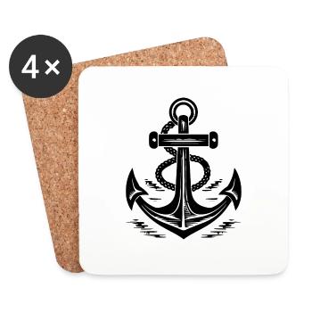 Anchor Boat Ship Nautical - Coasters (set of 4) - white - Front