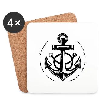 Anchor Boat Ship Nautical - Coasters (set of 4) - white - Front