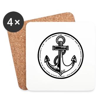 Anchor Boat Ship Nautical - Coasters (set of 4) - white - Front
