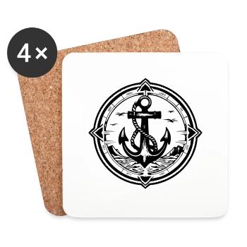 Anchor Boat Ship Nautical - Coasters (set of 4) - white - Front