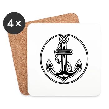 Anchor Boat Ship Nautical - Coasters (set of 4) - white - Front