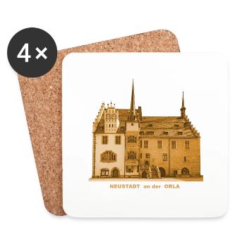 Hôtel de ville de Neustadt an der Orla Thuringe - Dessous de verre (lot de 4) - blanc - Devant