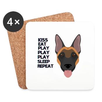 Belgian Shepherd Colorful - Coasters (set of 4) - white - Front