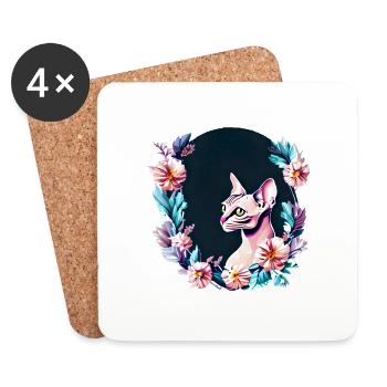 Cat Sphynx Cat Owner Pet - Coasters (set of 4) - white - Front