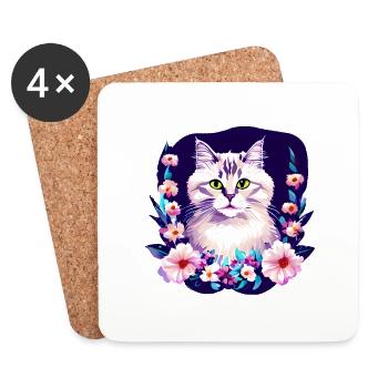 Cat Burmese Cat Lover Pet - Coasters (set of 4) - white - Front