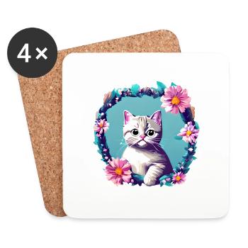 Cat British Shorthair Cat Lover Pet - Coasters (set of 4) - white - Front
