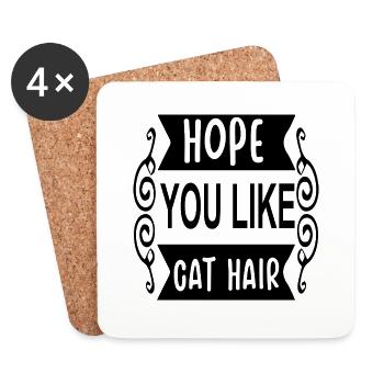 J’espère que vous aimez Cat Hair - Dessous de verre (lot de 4) - blanc - Devant