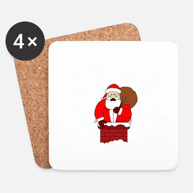 Frohe Weihnachten Fetter Weihnachtsmann - Untersetzer (4er-Set) - Weiß