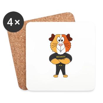MEERSCHWEINCHEN - SECURITY - BODYGUARD - TIER - Untersetzer (4er-Set) - Weiß - Vorne