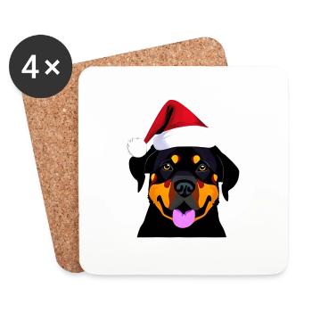 Rottweiler Chien de Noël Chiens Rottweiler Chiot - Dessous de verre (lot de 4) - blanc - Devant