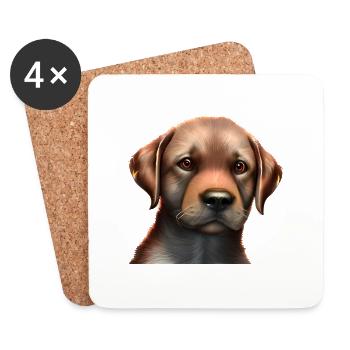 Labrador Retriever Labrador Propriétaire Chiot - Dessous de verre (lot de 4) - blanc - Devant