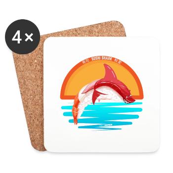Sushi shark simple - Dessous de verre (lot de 4) - blanc - Devant