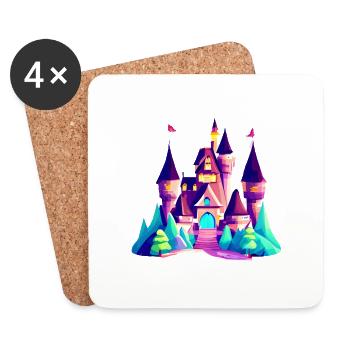 Castle Fantasy Fantasy Castle Fairy Tale - Coasters (set of 4) - white - Front