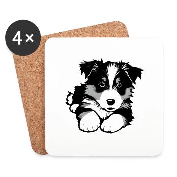 Propriétaire de chien chiot berger australien - Dessous de verre (lot de 4) - blanc - Devant