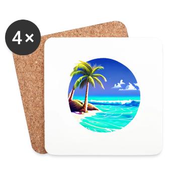 Sommerurlaub Insel Sonne Palme Strand Palmen - Untersetzer (4er-Set) - Weiß - Vorne
