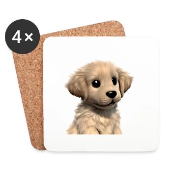 Hundewelpe Golden Retriever Hunde Hundebesitzer - Untersetzer (4er-Set) - Weiß - Vorne
