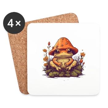 Niedliche Kröte mit Pilzhut lustiger Frosch Natur - Untersetzer (4er-Set) - Weiß - Vorne