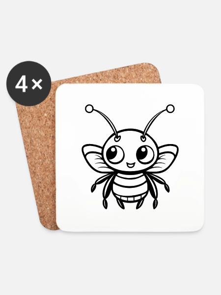 Insekten Krabbeltiere Arthropoden - Untersetzer (4er-Set) - Weiß