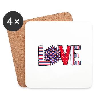 Liebe braucht die Welt #Love - Untersetzer (4er-Set) - Weiß - Vorne