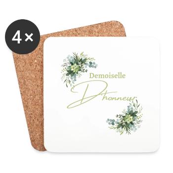 Demoiselle d’honneur floral - Dessous de verre (lot de 4) - blanc - Devant