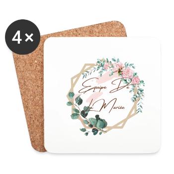Équipe de la mariée floral - Dessous de verre (lot de 4) - blanc - Devant