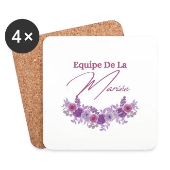 Équipe de la mariée floral - Dessous de verre (lot de 4) - blanc - Devant