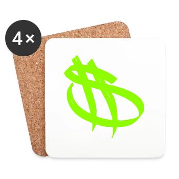 Dollarzeichen - Untersetzer (4er-Set) - Weiß - Vorne