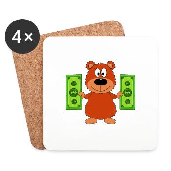 GELD - GELDSCHEINE - TEDDY - BÄR - TEDDYBÄR - Untersetzer (4er-Set) - Weiß - Vorne