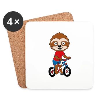 FAULTIER - FAHRRAD - RAD - RADFAHRER - TIER - Untersetzer (4er-Set) - Weiß - Vorne