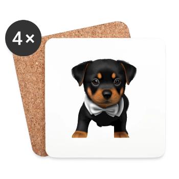 Rottweiler Dog Puppy Rottweiler Puppy Dogs - Coasters (set of 4) - white - Front