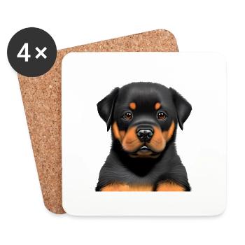 Rottweiler Hund Rottweilerwelpe Hundewelpe Hunde - Untersetzer (4er-Set) - Weiß - Vorne