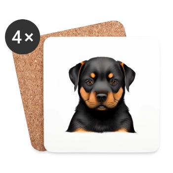 Hundewelpe Hunde Rottweiler Hund Rottweilerwelpe - Untersetzer (4er-Set) - Weiß - Vorne