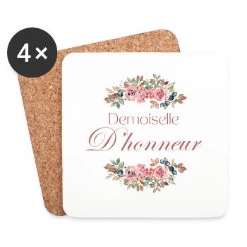 Demoiselle d’honneur floral - Dessous de verre (lot de 4) - blanc - Devant